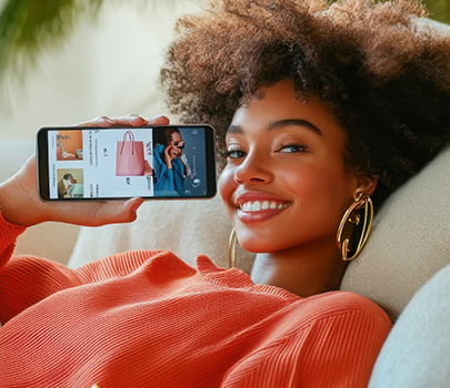 Frau bei Mobile Shopping